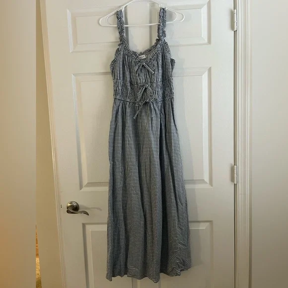 Landry Kate / Storia Kimber Blue Gingham Sleeveless Bow Ties Midi Dress Medium - Picture 2 of 11